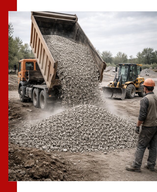 Доставка щебня в Великих Луке крупными и мелкими фракциями