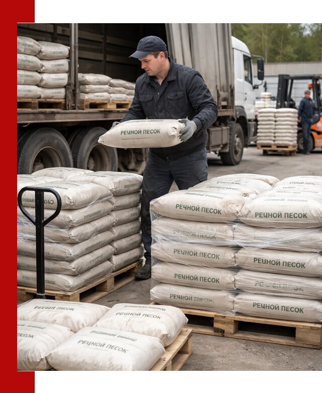 Речной песок в мешках с доставкой в Великих Луке