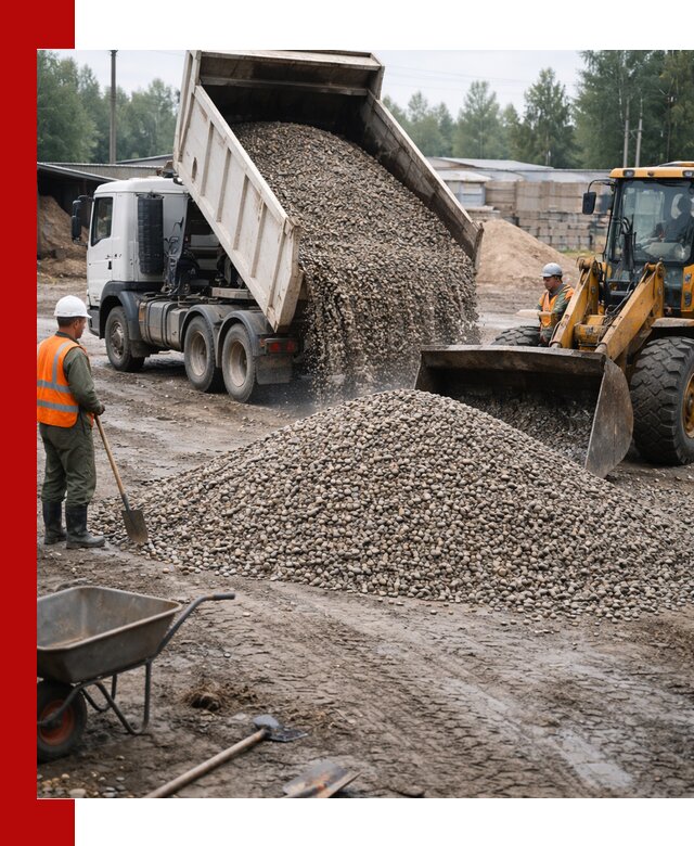 Мытый гравий с доставкой в Великих Луке от карьера до участка