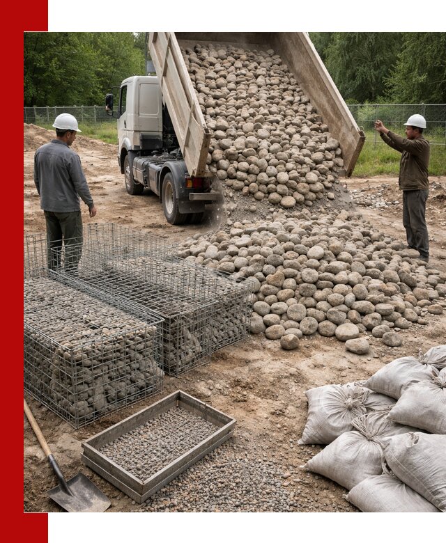 Камень для габионов фракция 70–151 в Великих Луке