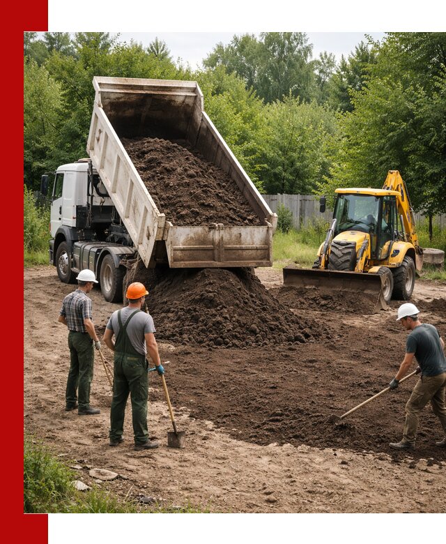 Доставка и укладка грунта для выравнивания участка в Великих Луке