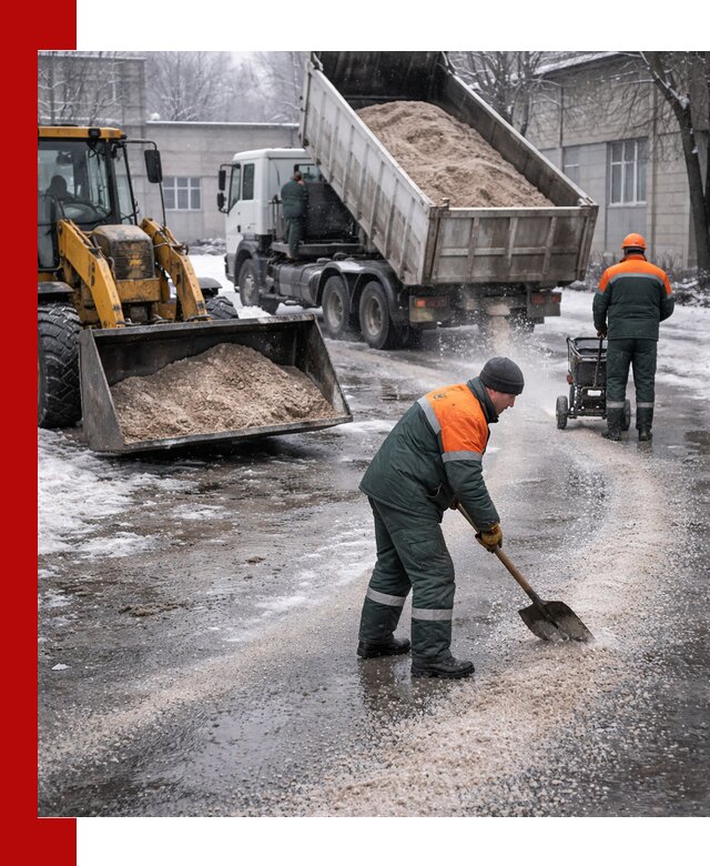 Реагент против гололеда с доставкой и нанесением в Великих Луке