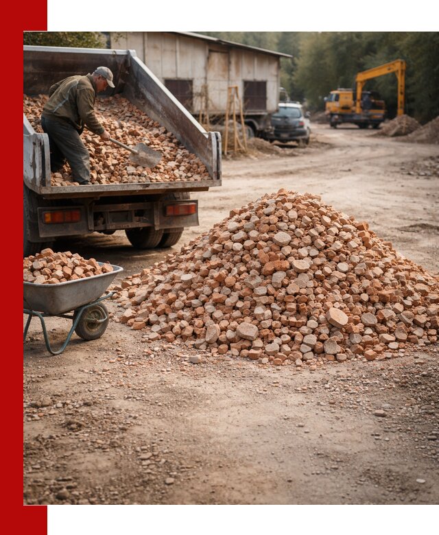 Доставка и подушка из боя кирпича с разгрузкой в Великих Луке