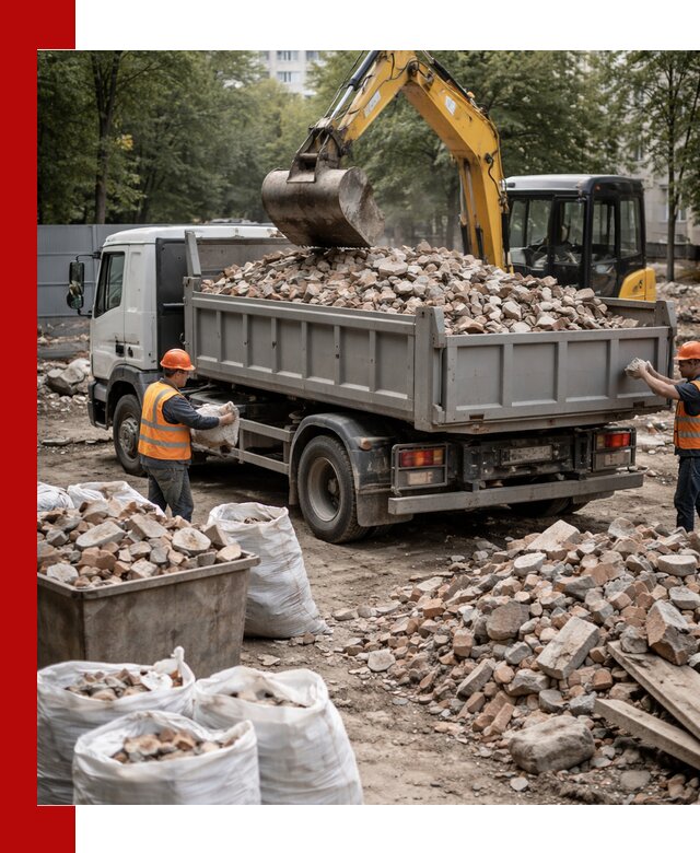 Вывоз строительного мусора в Великих Луке с самосвалами и контейнерами