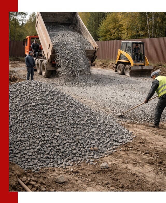 Отсыпка участка щебнем с доставкой и уплотнением в Великих Луке